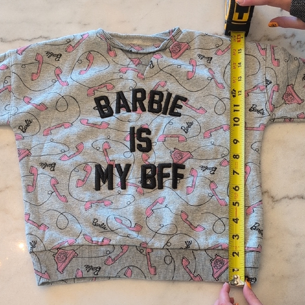 Girls Barbie Is My BFF Kids Gray Sweatshirt with Pink Phone Print - Picture 3 of 8